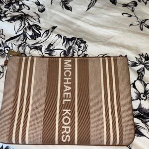 Michael Kors Medium Logo Stripe Zip Pouch